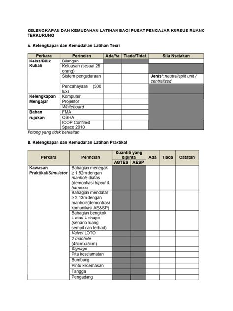 Senarai Semak Pusat Pengajar Dan Simulator Ruang Terkurung220215