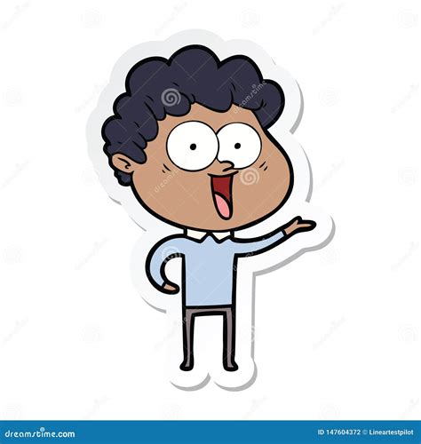 Sticker Of A Excited Man Cartoon Stock Vector Illustration Of Label