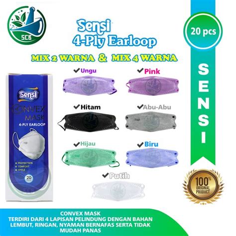 Jual Masker Sensi Mask Convex Ply Earloop Isi Pcs Mix Warna Di