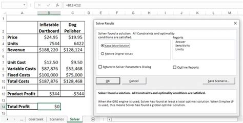 Excel Solver Optimizing Results Adding Constraints And Saving Solutions As Scenarios Dummies