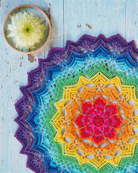 Crochet PATTERN Chakra Mandala In Rainbow Colours Etsy