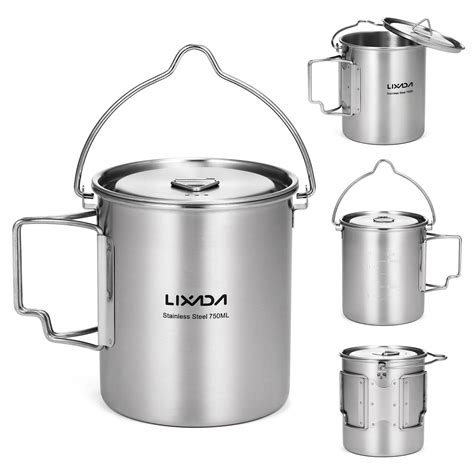 Lixada Olla De Acero Inoxidable Con Tapa Colgante Taza De Agua Con Asa