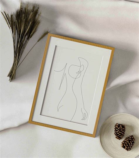 One Line Woman Naked Body Digital Art Female Wall Poster Minimalist