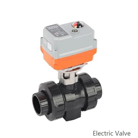 Gf Pvc Full Port Npt Threaded Low Torque Actuators Valve 24v Dc Electric Actuator Valve