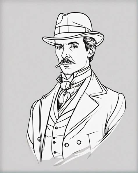 Premium Ai Image Sherlock Holmes Line Art Illustration