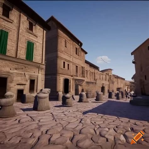 Unreal Engine Scene With Etruscan Crowd And Statues On Craiyon