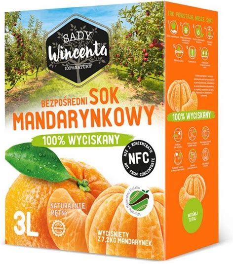 Sady Wincenta Sok 100 mandarynkowy naturalnie mętny wyciskany NFC 3 l