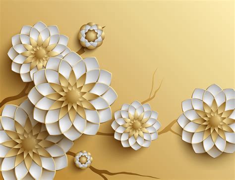 Free Vector D Golden Flowers Background Atelier Yuwa Ciao Jp