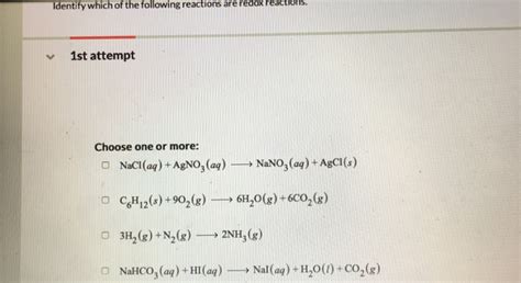 Solved Identify Which Of The Following Reactions Are Redox Chegg