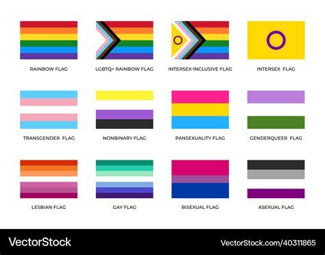 Lgbtq Pride Flags Lgbt Community Sexual Identity Vector Image