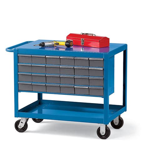 Hercules Premium Shop Carts With Bins 24 Bins Blue