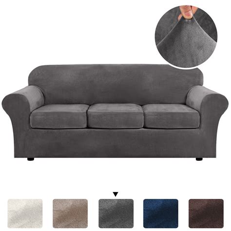 Hversailtex 4 Pieces Velvet Plush Sofa Covers Stretch Couch Covers For