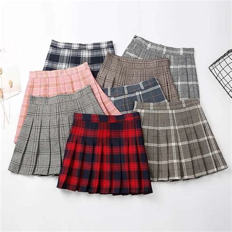 2018 New Women Summer Mini Skirts High Waist Pleated Plaid Skirts S Xl