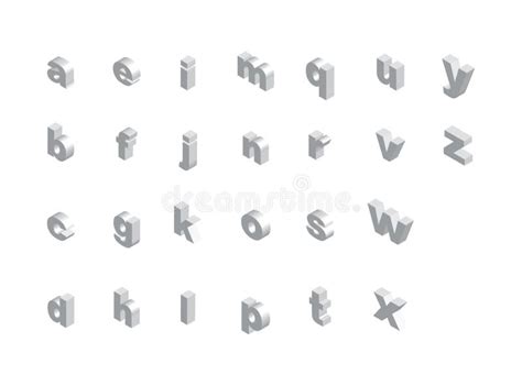 3D Isometric Lowercase Letters English Font Typescript Stock Vector ...
