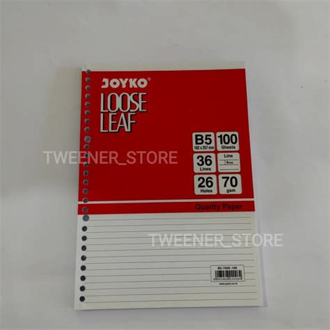 Jual B5 GARIS Joyko Loose Leaf B5 100 Sheets Lembar Kertas Binder