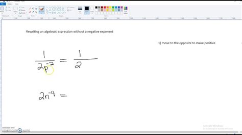 Rewriting An Algebraic Expression Without A Negative Exponent Youtube