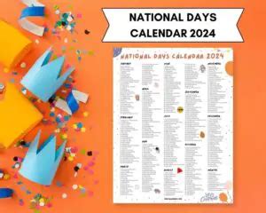 National Days Calendar 2024 2025 Digital Hygge