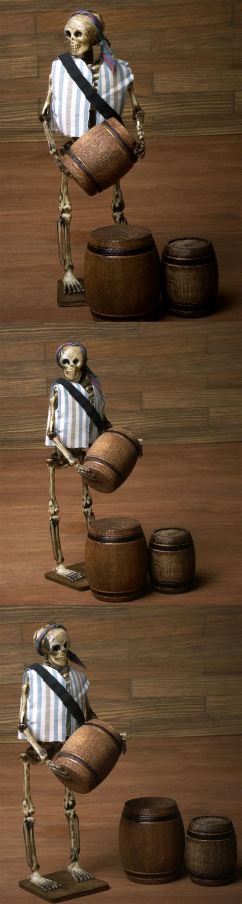 Miniature Skeleton Pirate With Barrels For Your Dollhouse Or Miniature