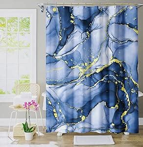 Amazon Aowbrosyne Blue Marble Fabric Shower Curtain Abstract