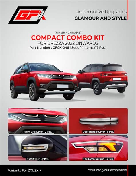 Buy Maruti Suzuki Brezza Compact Combo Kit Chrome Finish