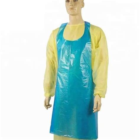 Blue Plain Disposable Plastic Apron For Safety Protection Size