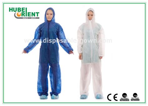 Nonwoven White Disposable Overalls Pp Sms Pp Pe Protective