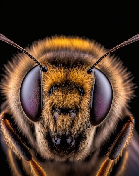 Close Up Of A Bee S Head And Eyes