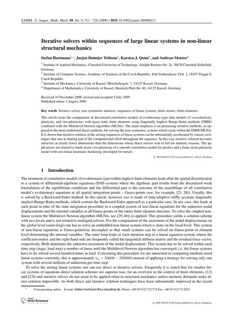 PDF Iterative Solvers Within Sequences Of Large Linear Systems In Non