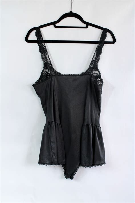 S Black Lace Lingerie Teddy Vintage S Bodysuit Sheer Etsy