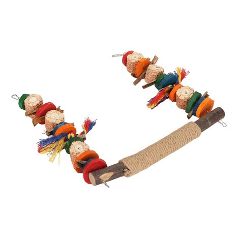 Bird Swing Toy Colorful Beak Grinding Parrot Chewing Perch Toy With Metal Hooks For Lovebird