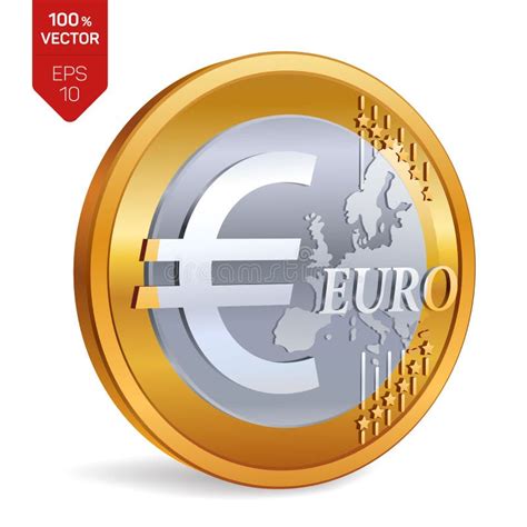 Euro Coin D Isometric Physical Coin With Euro Symbol Isolated On