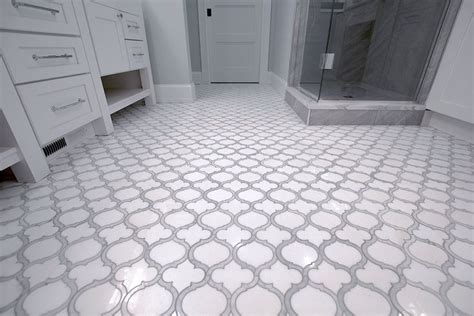 White Thassos And Bianco Carrara Marble Waterjet Mosaic Tile In