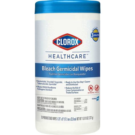 Clorox Healthcare Bleach Germicidal Wipes Home And Office Supplies