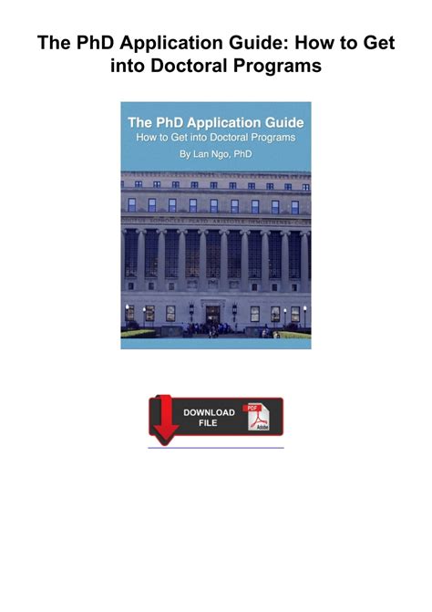 Pdfbook The Phd Application Guide How To Get Into Doctoral Programs