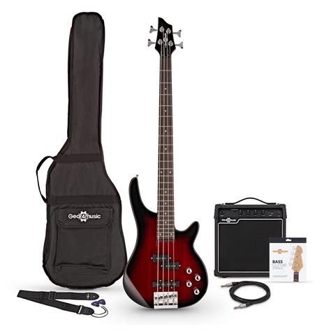 Pack Guitare Basse Chicago Trans Red Burst Ampli W Accessoires