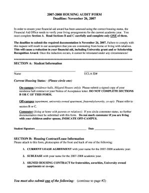 Fillable Online Fao Ucla Housing Audit Form UCLA Financial Aid Office