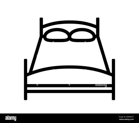 Bed Furniture Sign Double Bed Or Overnight Stay Vector Illustration