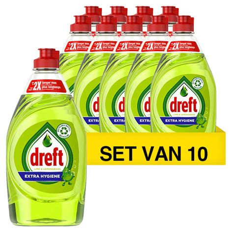 Aanbieding 10x Dreft Afwasmiddel Extra Hygiene Lime 430 Ml Dreft