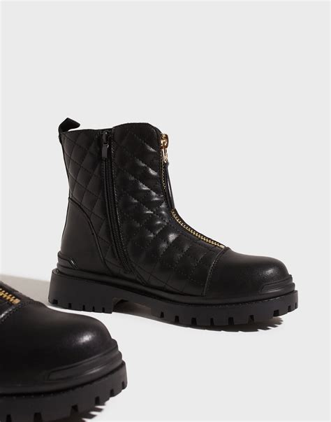 K P Duffy Quiltad Leather Boot Black Nelly