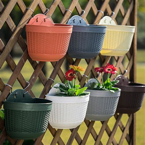 Wall Hanging Planters For Indoor Outdoor Plants Small Plastic Railing