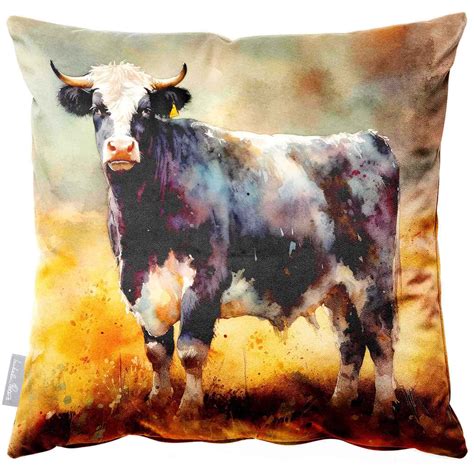 Belted Galloway Cow Velvet Cushion Izabela Peters