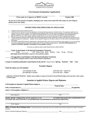 Fillable Online Curriculum Graduation Application Wpcc Edu Fax Email