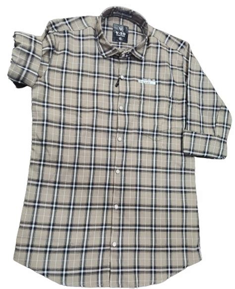 Small Checks Men Beige Cotton Full Sleeves Shirt Formal At Rs 270 In