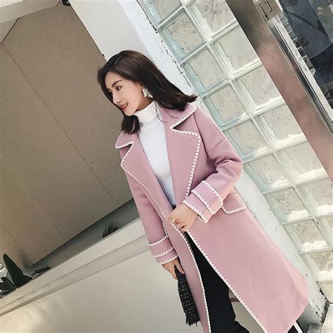 2018 Winter Womens Retro Woolen Outside Overcoat Female Fashion Wool