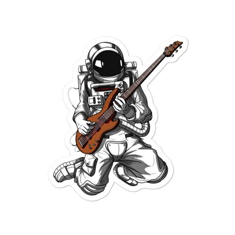 Space Astronaut Guitarist Sticker Bass Guitar Decal Guitar Lover Ts