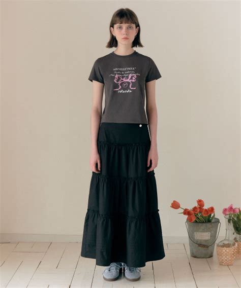 MUSINSA ROLAROLA FRILL LONG SKIRT BLACK