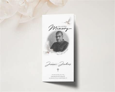 Dove Trifold Funeral Program Template Editable 11x17 Etsy Singapore