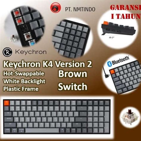 Jual ORIGINAL Keychron K4 Hot Swappable BROWN Switch WHITE Backlight