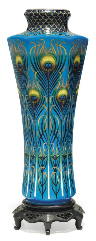 Cloisonné enamel vase Vase Peacock art Art nouveau