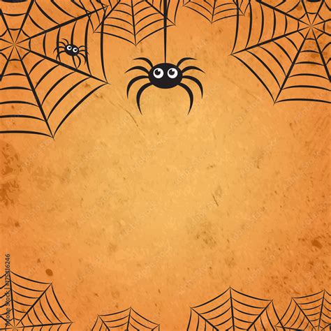 Orange Halloween Spider Web Square Background 1 Stock Vector Adobe Stock